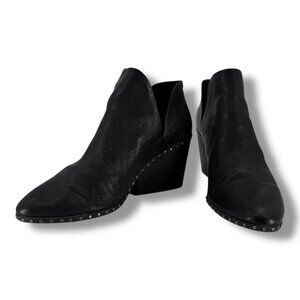 Lucky Brand Basel Black Leather Western Bootie 8/38 Studded Heel